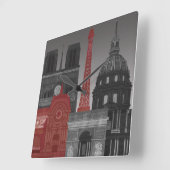 夜-赤までにパリの高度 スクエア壁時計 (傾斜)