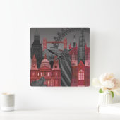 夜-赤までにロンドンの高度 スクエア壁時計 (ホーム)