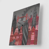 夜-赤までにロンドンの高度 スクエア壁時計 (傾斜)