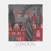 夜-赤までにロンドンの高度 フリースブランケット (正面)