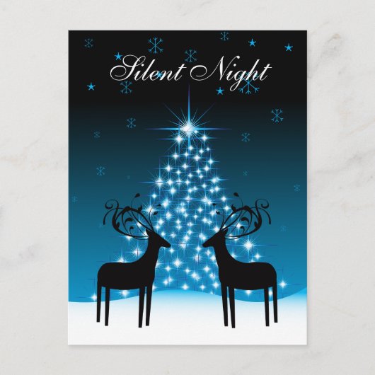 夜~静か鹿とクリスマスツリーの休日 シーズンポストカード (正面)
