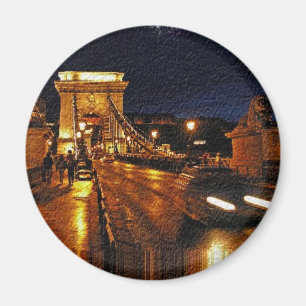 夜(1)の鎖式吊り橋(ブダペスト) マグネット