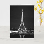 夜- B/Wのエッフェル塔 カード (黄色い花)