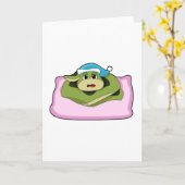 夜capを被って寝ている蛇 カード (黄色い花)