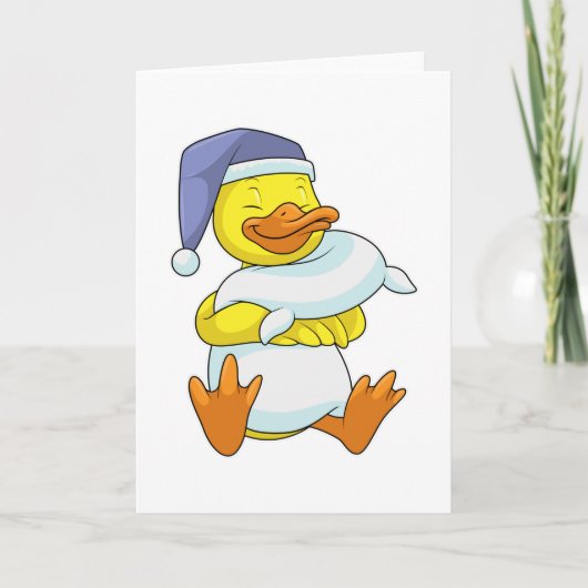 夜capを被って寝るアヒル カード (正面)