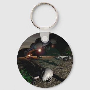 夜KeychainのRoswell UFOの衝突 キーホルダー