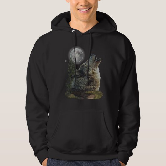 夜Tシャツのオオカミ パーカ (正面)