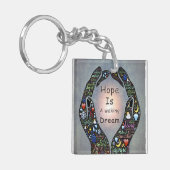 夢および希望についてのやる気を起こさせるな引用文 キーホルダー (正面左)