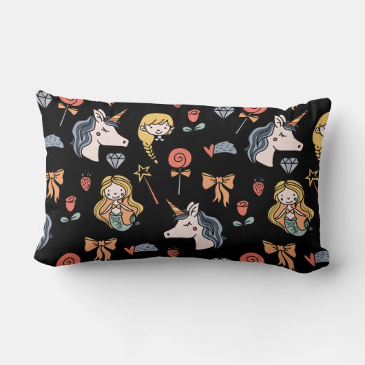 夢お洒落と魔法の生き物の両面 ランバークッション (裏面)