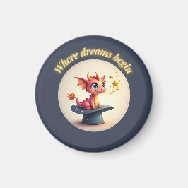 夢が始まる場所 – かわいいドラゴンマグネット マグネット