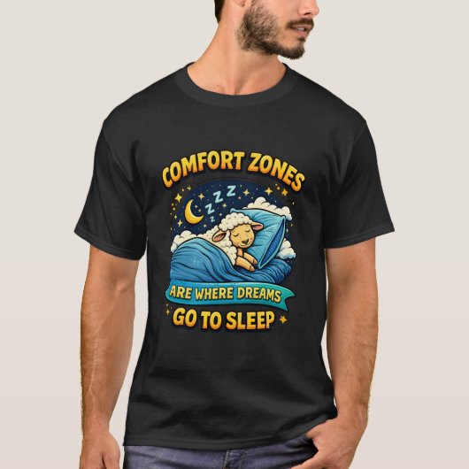 夢が眠る快適ゾーン 羊アート Tシャツ (正面)