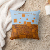 夢が飛ぶオレンジ色の浮動ブロック広場 クッション (ブランケット)