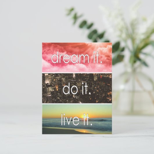 夢それを生きるやる気を起こさせる引用文 ポストカード (スタンド正面)