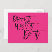 夢それを行うことを望む前向き引用文ホットピンク シーズンポストカード (正面/裏面)