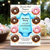 夢でピンクの青いドーナツとオムツ赤ちゃんシャワー 招待状