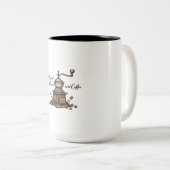 "夢とコーヒーで作られた"2トーンのマグカップ – コーヒー ツートーンマグカップ (正面右)