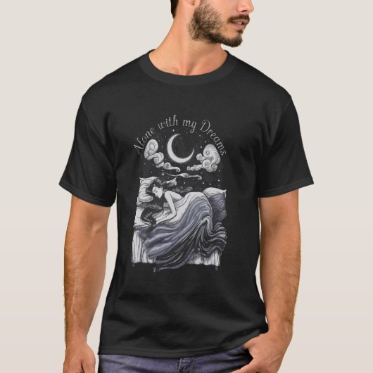 夢と共にひと時のゴシックムーンライトスリープデザイン Tシャツ (正面)