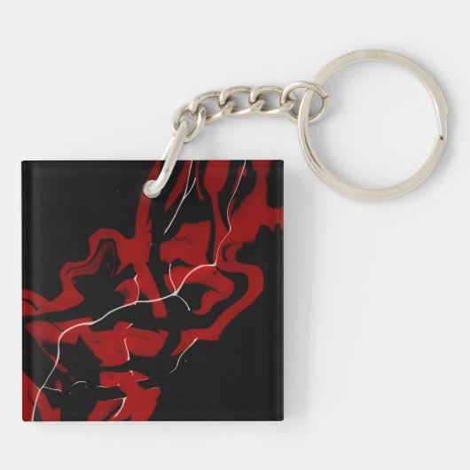 夢と悪夢の抽象 赤黒流体アート キーホルダー (裏面)