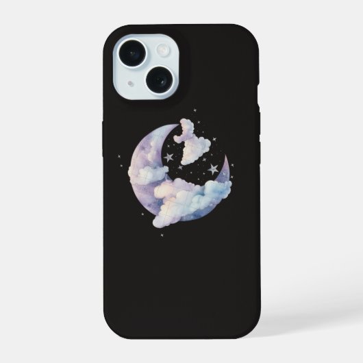 夢と月と雲のスマホケース iPhone 15ケース (裏面)