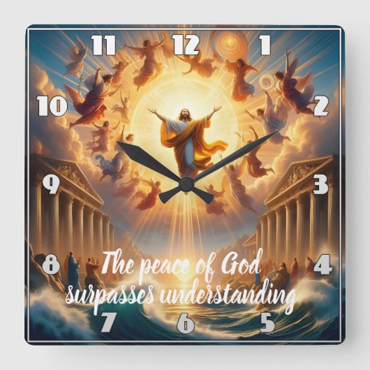 夢に飛び込む スクエア壁時計 (正面)