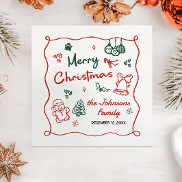 夢のある手描きフレンドスマスクリスマスパーティー スタンダードカクテルナプキン