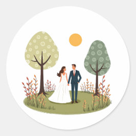 夢のある結婚式のカップルステッカー ラウンドシール