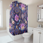 夢のお洒落キャッチャーboho暗いフローラ紫 シャワーカーテン (インサイチュ)
