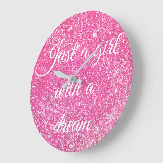夢のきらめく熱いピンクのグリッター ラージ壁時計 (傾斜)