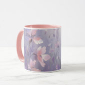 夢のようなむらさきの野の花の草原の水彩画 マグカップ (正面左)
