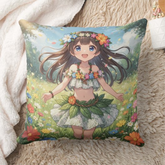 夢のようなアニメの女の子  クッション (ブランケット)