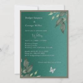夢のようなエメラルドグリーン結婚グリッターの葉 招待状