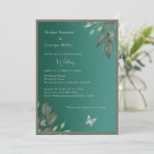 夢のようなエメラルドグリーン結婚グリッターの葉 招待状 (スタンド正面)