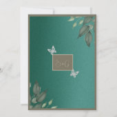 夢のようなエメラルドグリーン結婚グリッターの葉 招待状 (裏面)