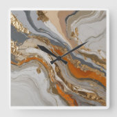 夢のようなオレンジと灰色の大理石を持つ壁時計 スクエア壁時計 (正面)