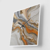 夢のようなオレンジと灰色の大理石を持つ壁時計 スクエア壁時計 (傾斜)