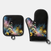 夢のようなカラフルデイジー 鍋つかみ&鍋敷きセット (正面)