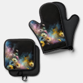 夢のようなカラフルデイジー 鍋つかみ&鍋敷きセット (正面/裏面)