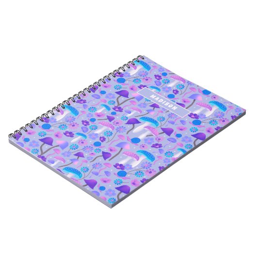 夢のようなキノコの花カタツムリ紫のターコイズ ノートブック (左側)