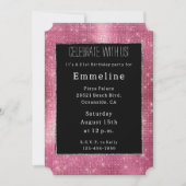 夢のようなキラキラしたピンクの黒い銀の輝き 招待状 (正面)