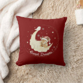 夢のようなクリスマスの鹿 月の上で眠る クッション (ブランケット)