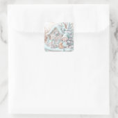 夢のようなクリスマスジンジャーブレッドハウスステッカー スクエアシール (バッグ)