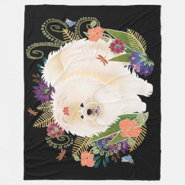 夢のようなクリーム色のチャウ フリースブランケット