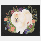 夢のようなクリーム色のチャウ フリースブランケット (正面(横))