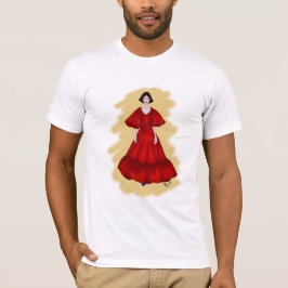 夢のようなクロッキー・デザインの真っ赤と青 Tシャツ