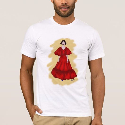 夢のようなクロッキー・デザインの真っ赤と青 Tシャツ (正面)