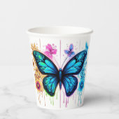夢のようなグラデーションの翼：パステルスプリントの蝶 紙コップ (裏面)