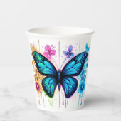 夢のようなグラデーションの翼：パステルスプリントの蝶 紙コップ (正面)