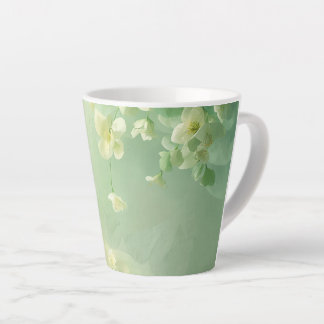 夢のようなソフトセージとミントグリーンの花柄 カフェラテマグ