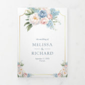 夢のようなソフトブルーピンクのフローラ結婚すべて 三つ折り招待状 (カバー)
