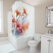 夢のようなタイガーリリーの水色 シャワーカーテン (インサイチュ)